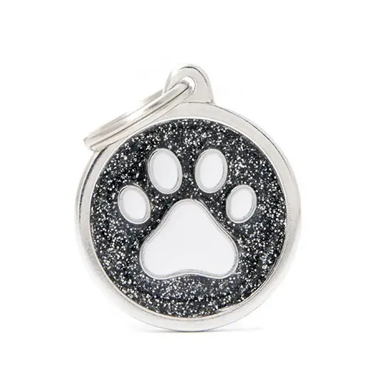 Top-Seller MY FAMILY Black Big Glitt Circle Pfote